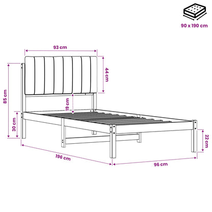 Bed Frame with Upholstered Headboard Whitewash and Taupe
