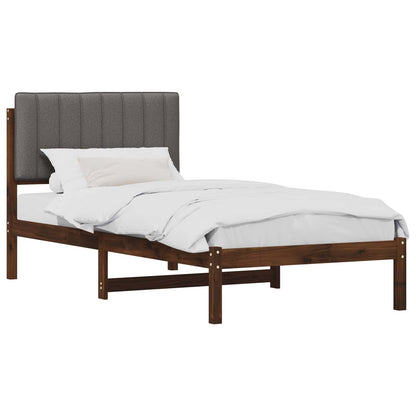 Bed Frame with Upholstered Headboard Dark Brown and Light Grey