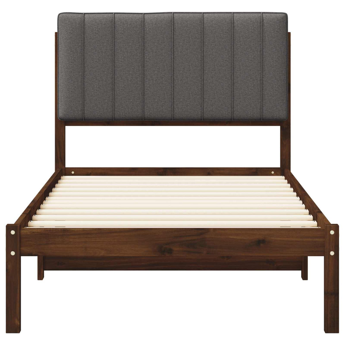 Bed Frame with Upholstered Headboard Dark Brown and Light Grey