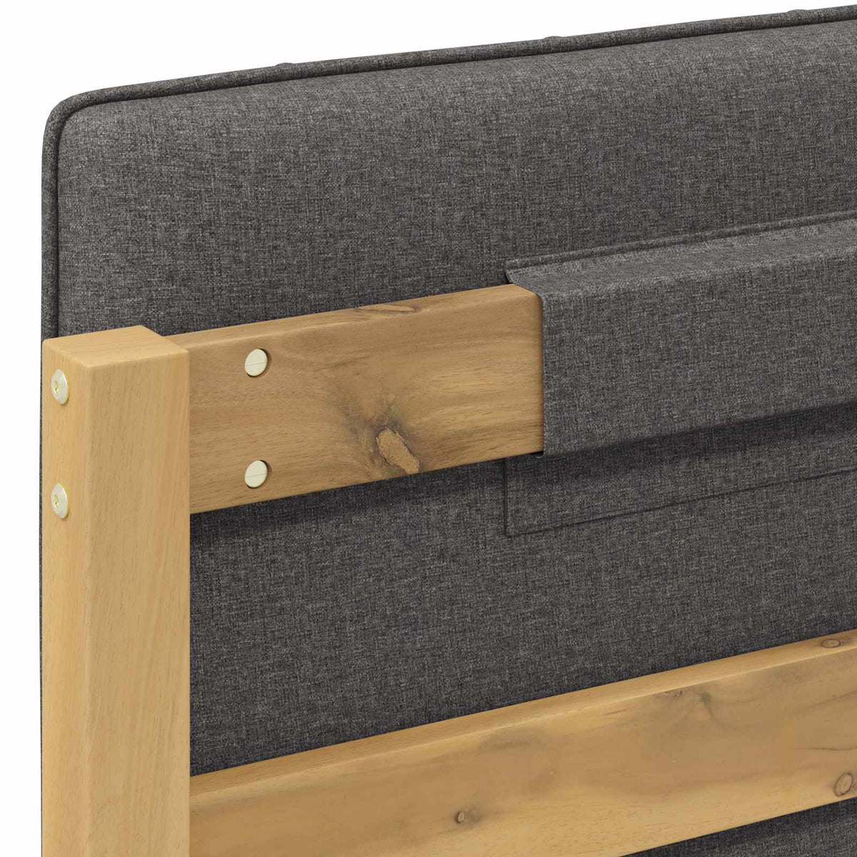 Bed Frame with Upholstered Headboard Whitewash and Light Grey