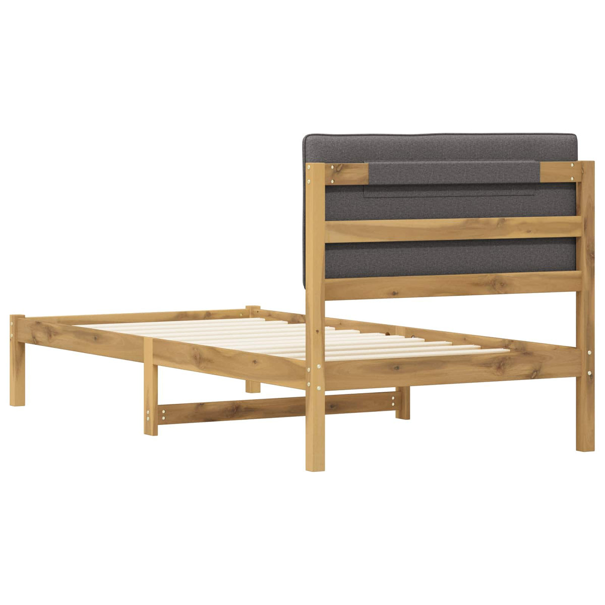 Bed Frame with Upholstered Headboard Whitewash and Light Grey