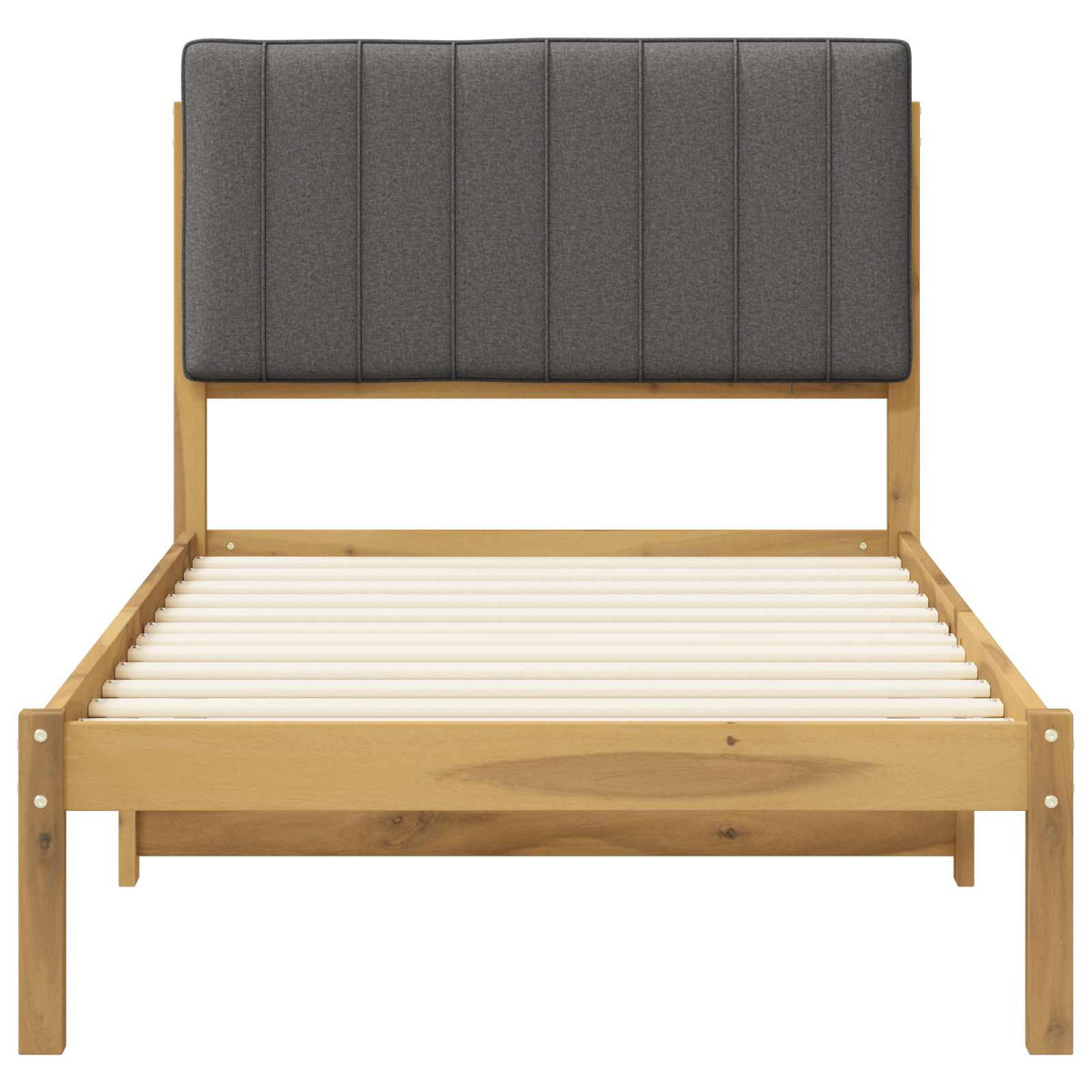 Bed Frame with Upholstered Headboard Whitewash and Light Grey