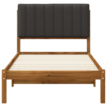 Bed Frame with Upholstered Headboard Natural and Dark Grey