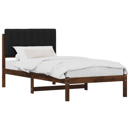 Bed Frame with Upholstered Headboard Dark Brown and Black