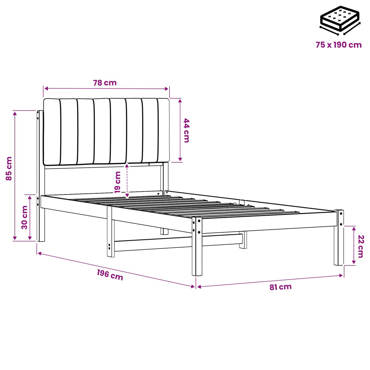 Bed Frame with Upholstered Headboard Whitewash and Taupe