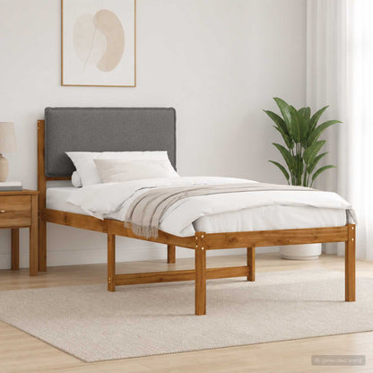 Bed Frame with Upholstered Headboard Natural and Light Grey