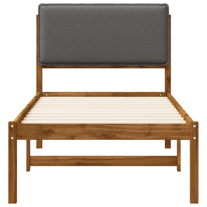 Bed Frame with Upholstered Headboard Natural and Light Grey