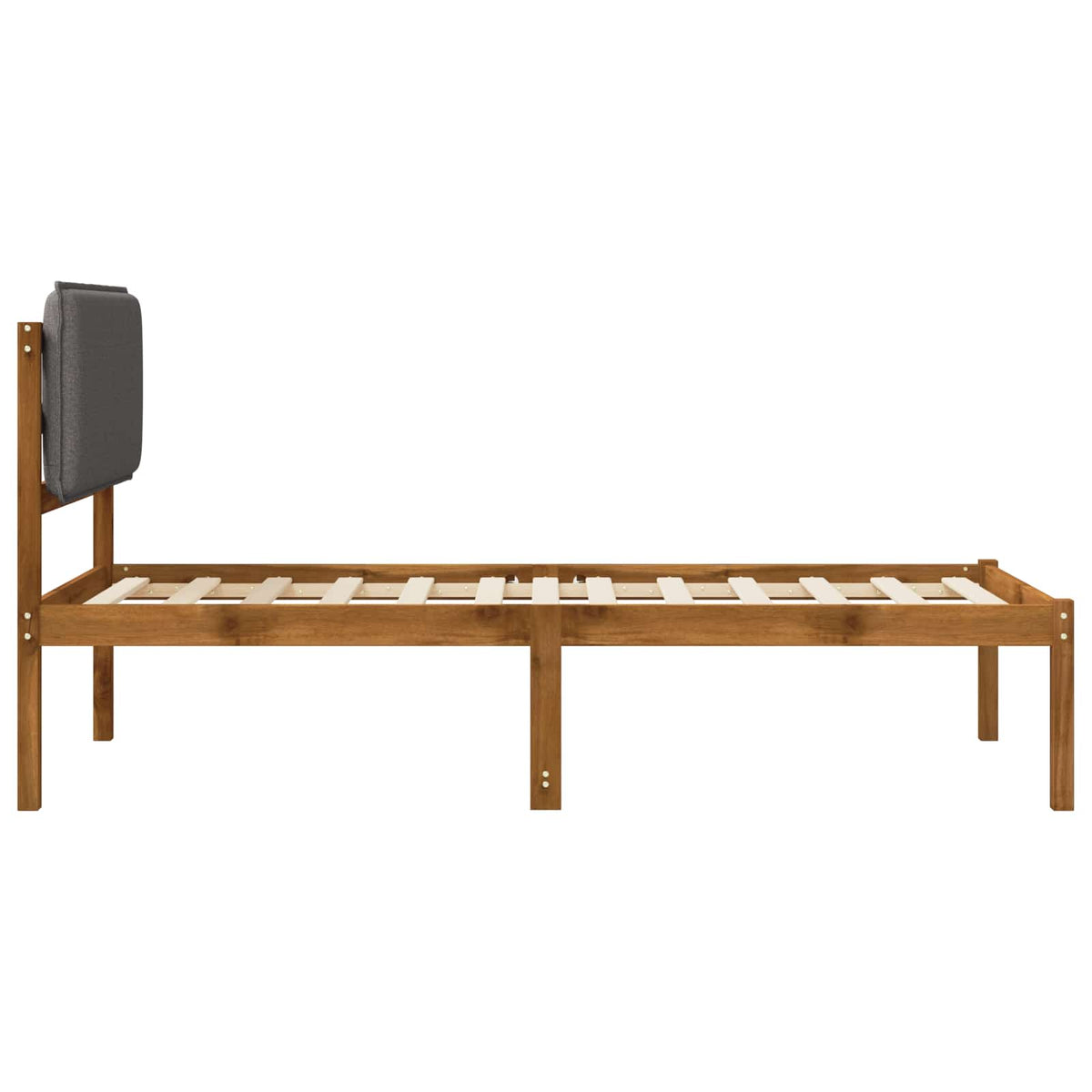 Bed Frame with Upholstered Headboard Natural and Light Grey