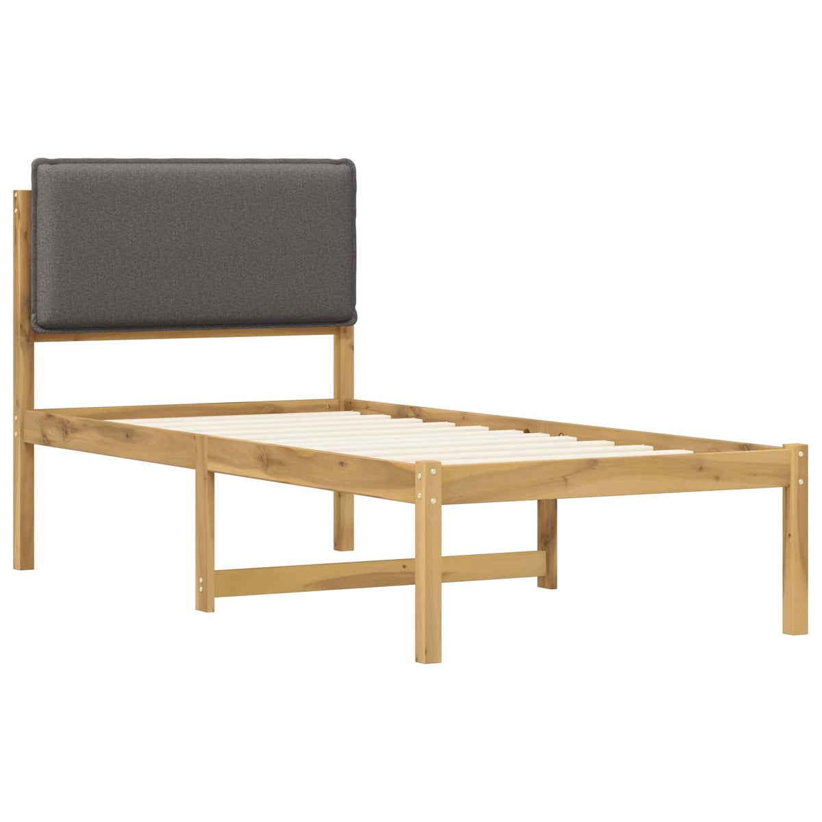 Bed Frame with Upholstered Headboard Whitewash and Light Grey