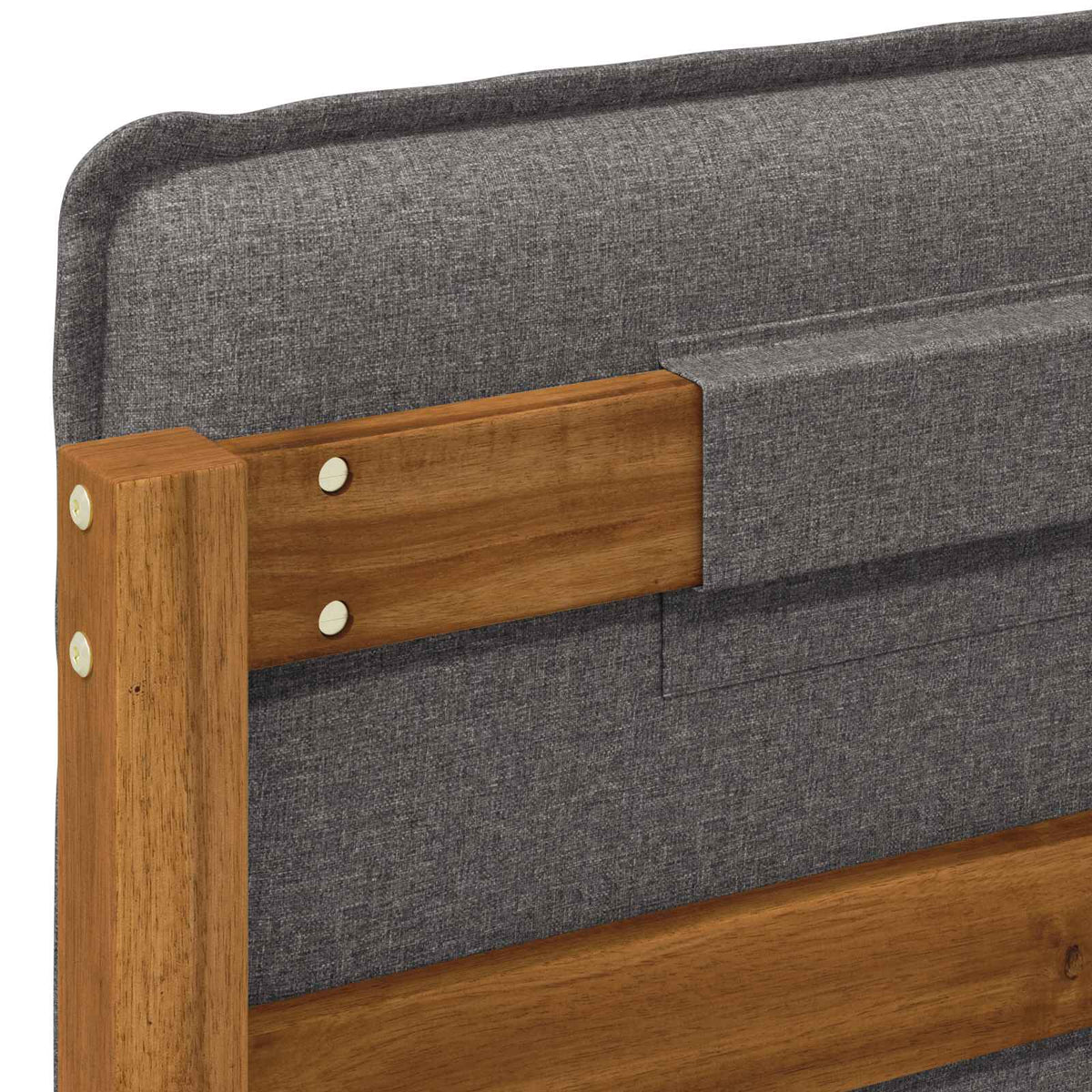Bed Frame with Upholstered Headboard Natural and Light Grey