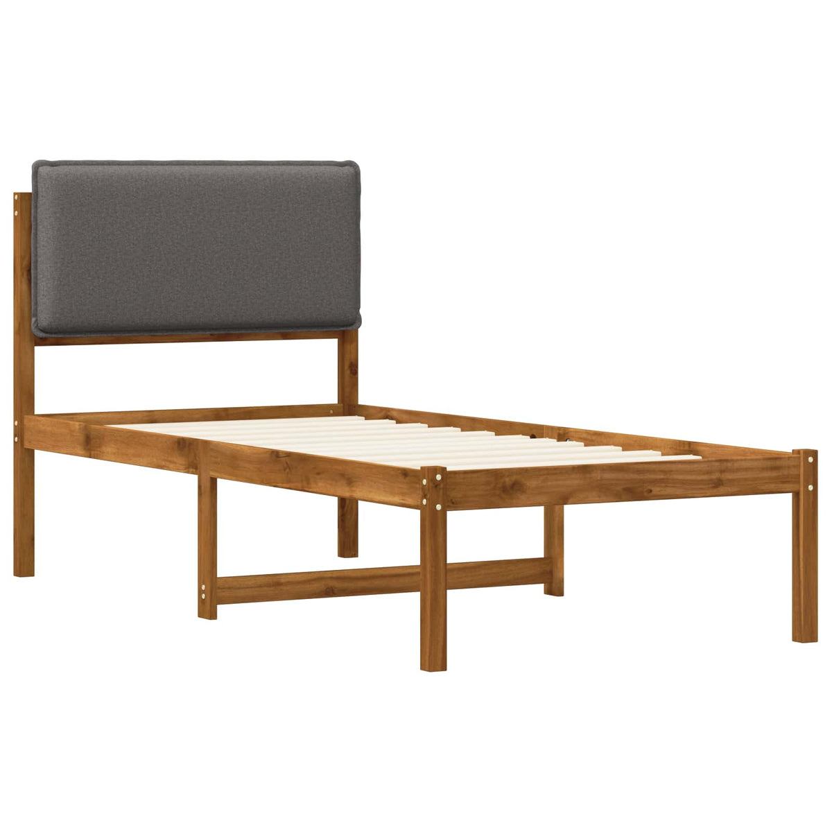 Bed Frame with Upholstered Headboard Natural and Light Grey