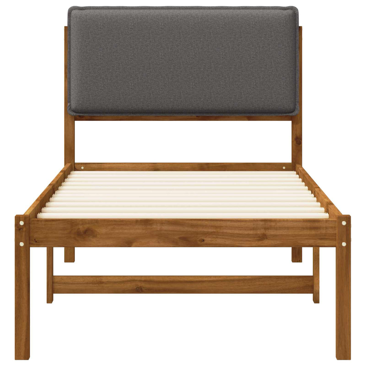 Bed Frame with Upholstered Headboard Natural and Light Grey