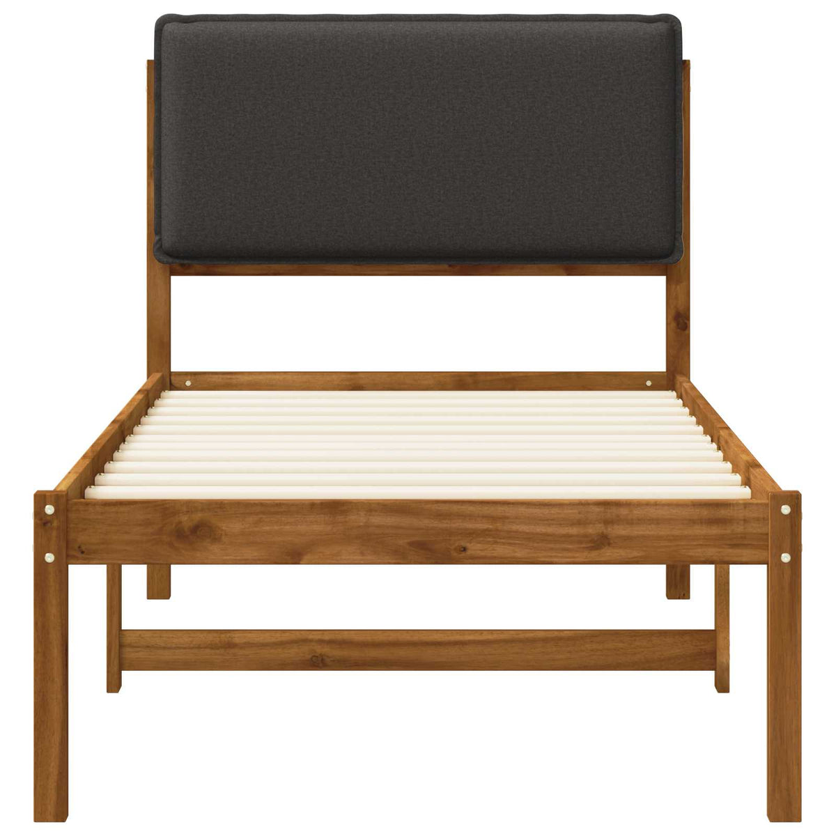 Bed Frame with Upholstered Headboard Natural and Dark Grey