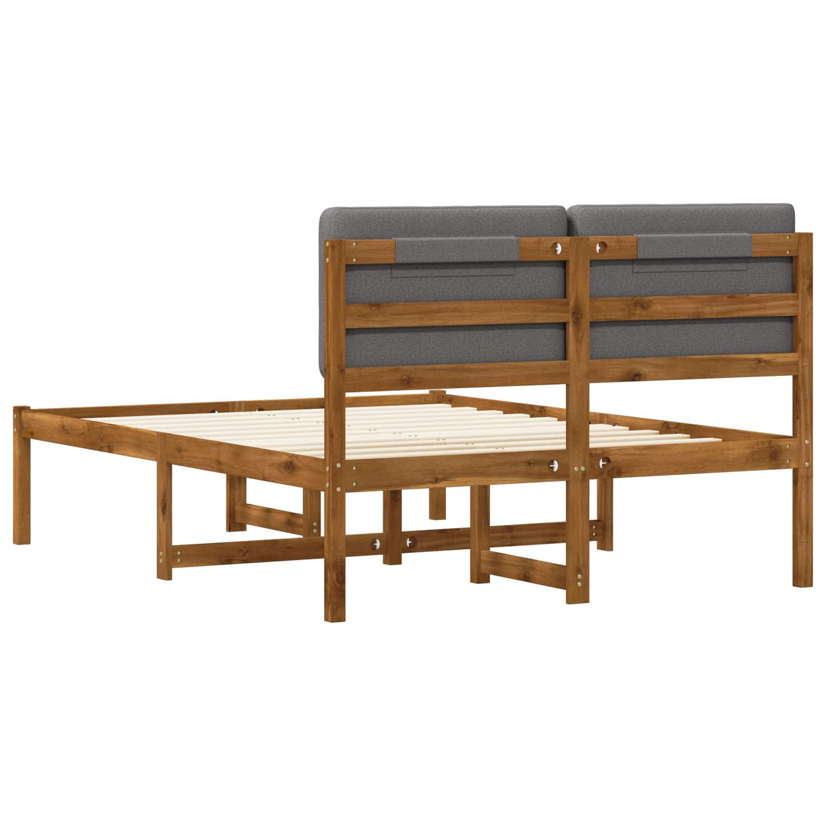 Bed Frame with Upholstered Headboard Natural and Light Grey