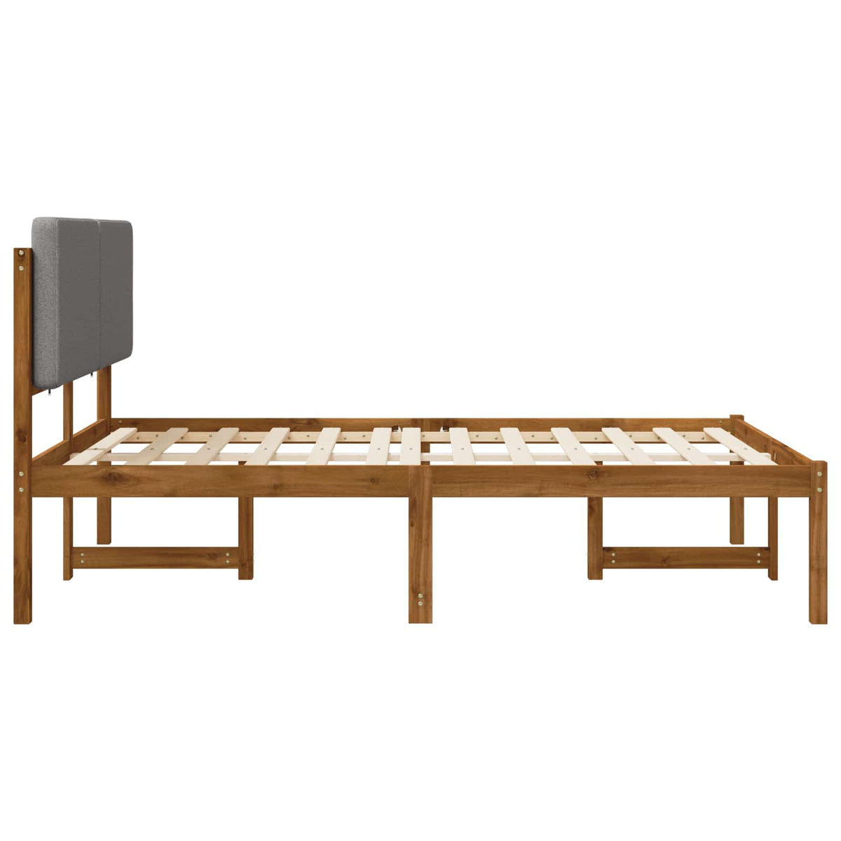 Bed Frame with Upholstered Headboard Natural and Light Grey