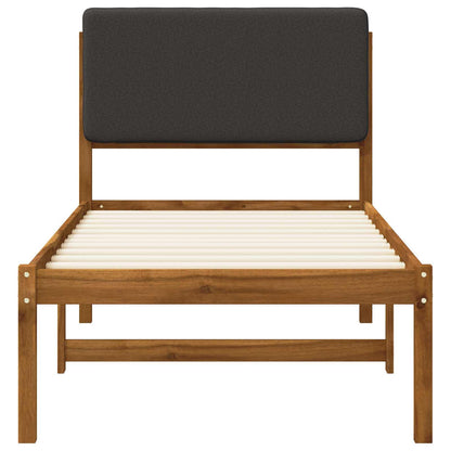 Bed Frame with Upholstered Headboard Natural and Dark Grey