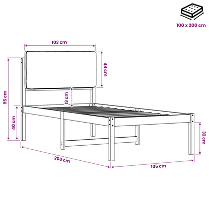 Bed Frame with Upholstered Headboard Natural and Dark Grey