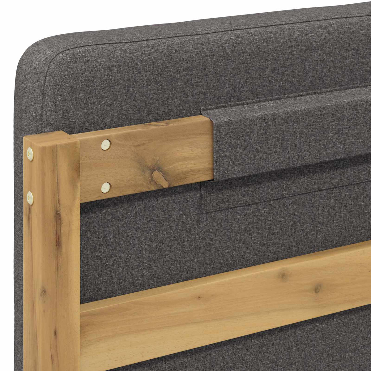 Bed Frame with Upholstered Headboard Whitewash and Light Grey