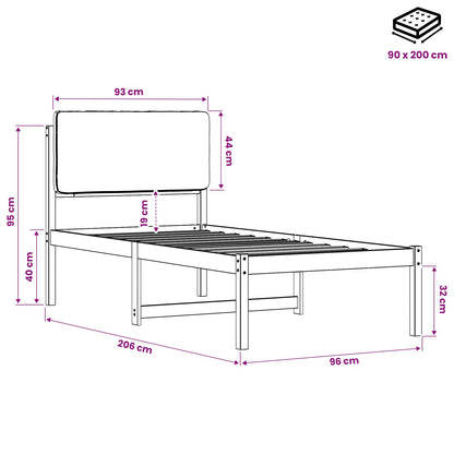 Bed Frame with Upholstered Headboard Whitewash and Light Grey