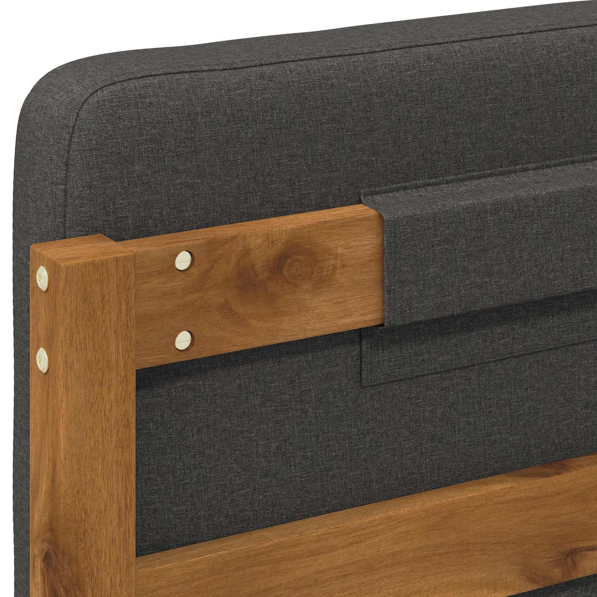 Bed Frame with Upholstered Headboard Natural and Dark Grey