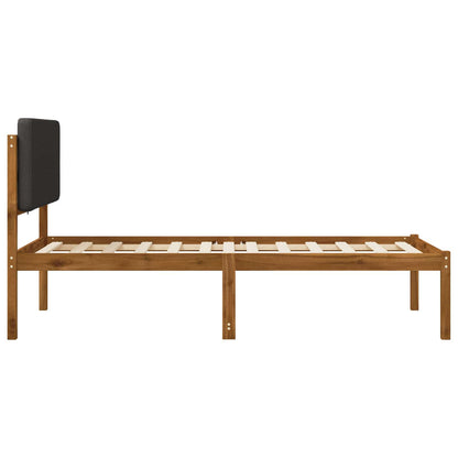 Bed Frame with Upholstered Headboard Natural and Dark Grey