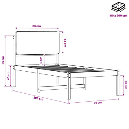 Bed Frame with Upholstered Headboard Natural and Dark Grey