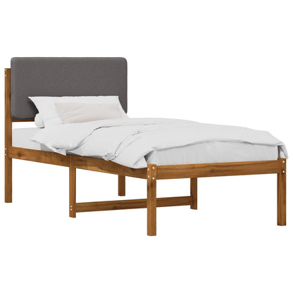 Bed Frame with Upholstered Headboard Natural and Light Grey