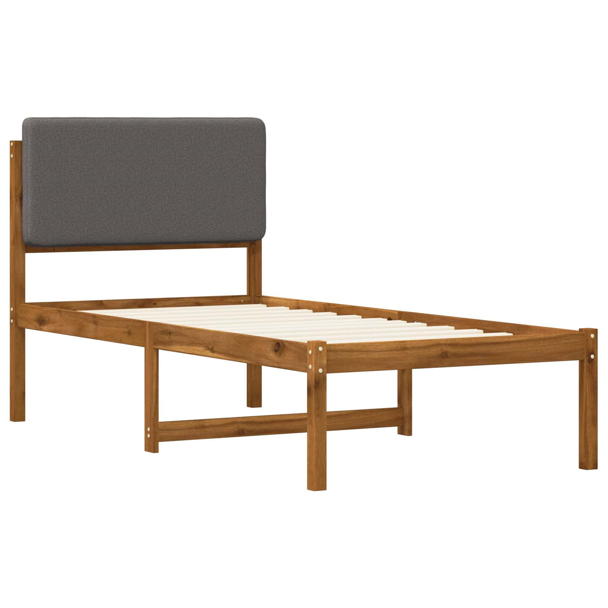 Bed Frame with Upholstered Headboard Natural and Light Grey