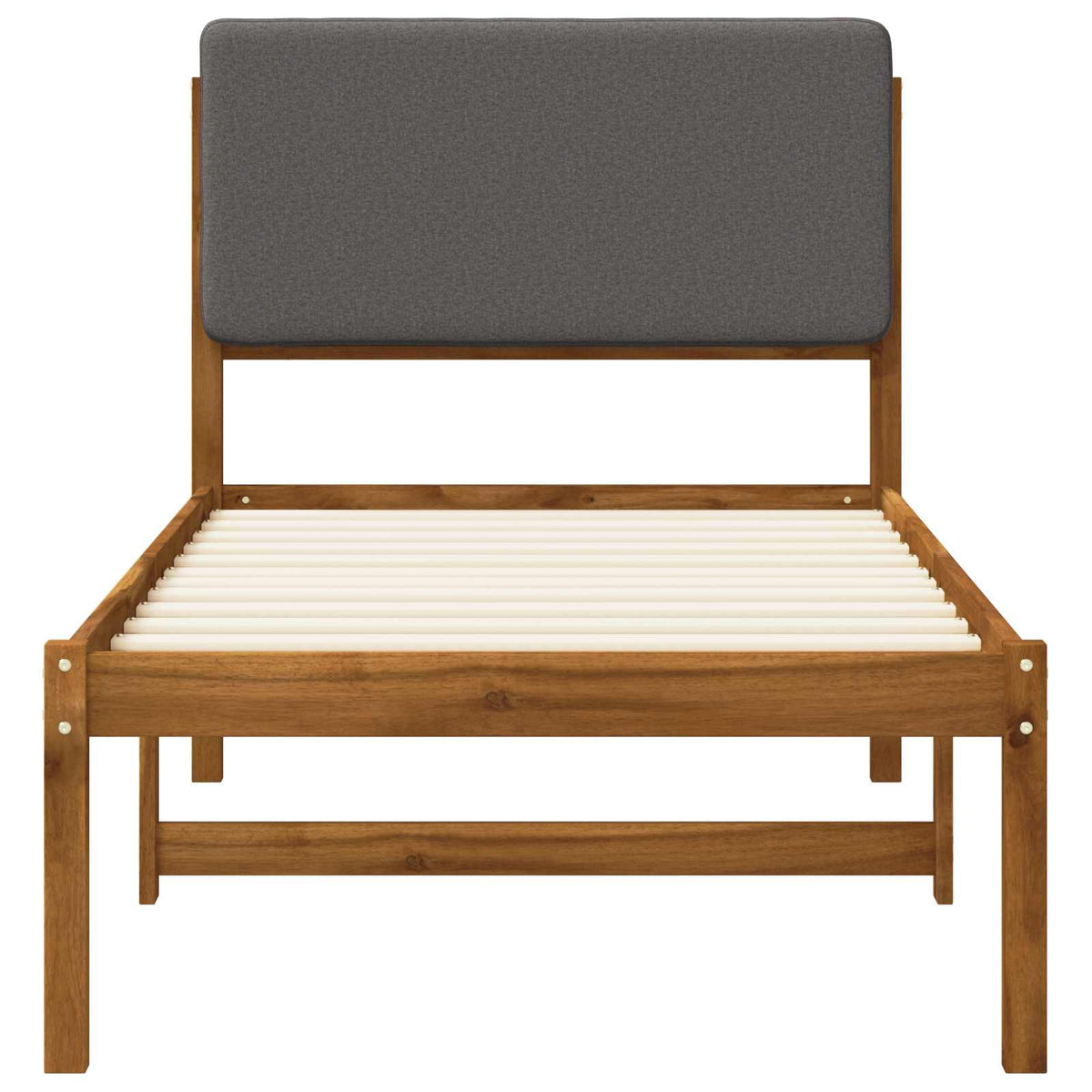Bed Frame with Upholstered Headboard Natural and Light Grey