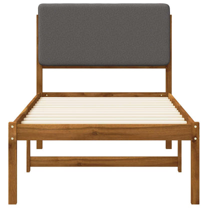 Bed Frame with Upholstered Headboard Natural and Light Grey