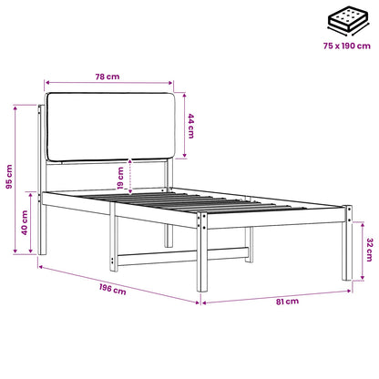 Bed Frame with Upholstered Headboard Natural and Dark Grey