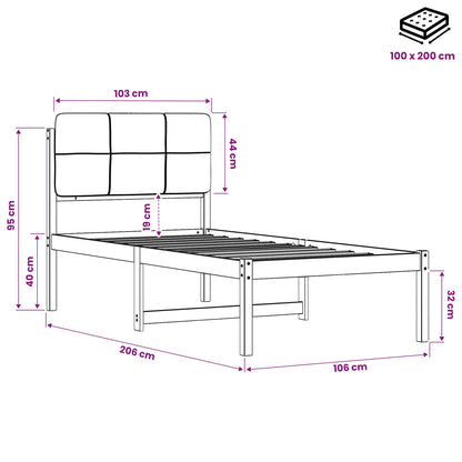 Bed Frame with Upholstered Headboard Natural and Dark Grey