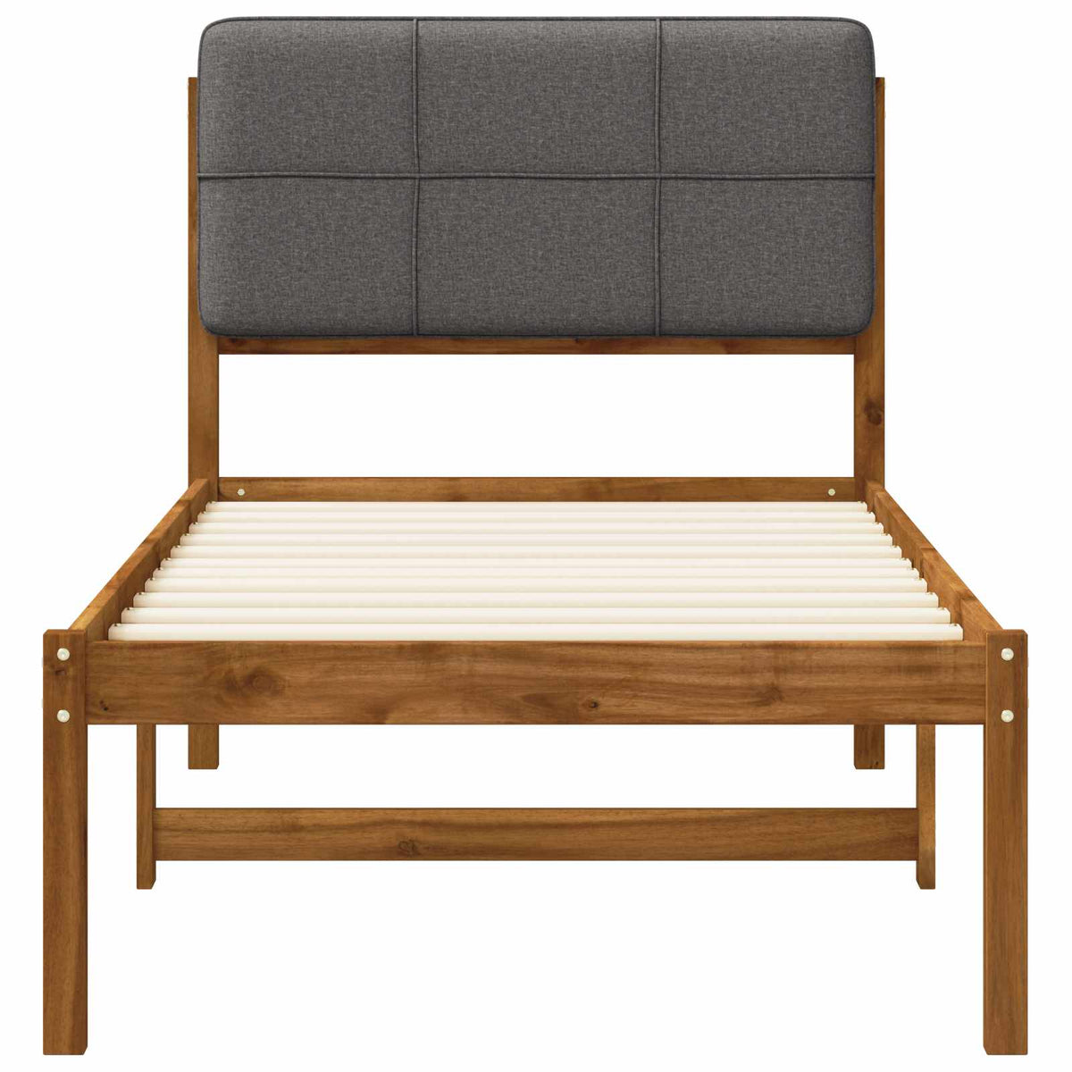 Bed Frame with Upholstered Headboard Natural and Light Grey