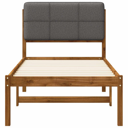 Bed Frame with Upholstered Headboard Natural and Light Grey
