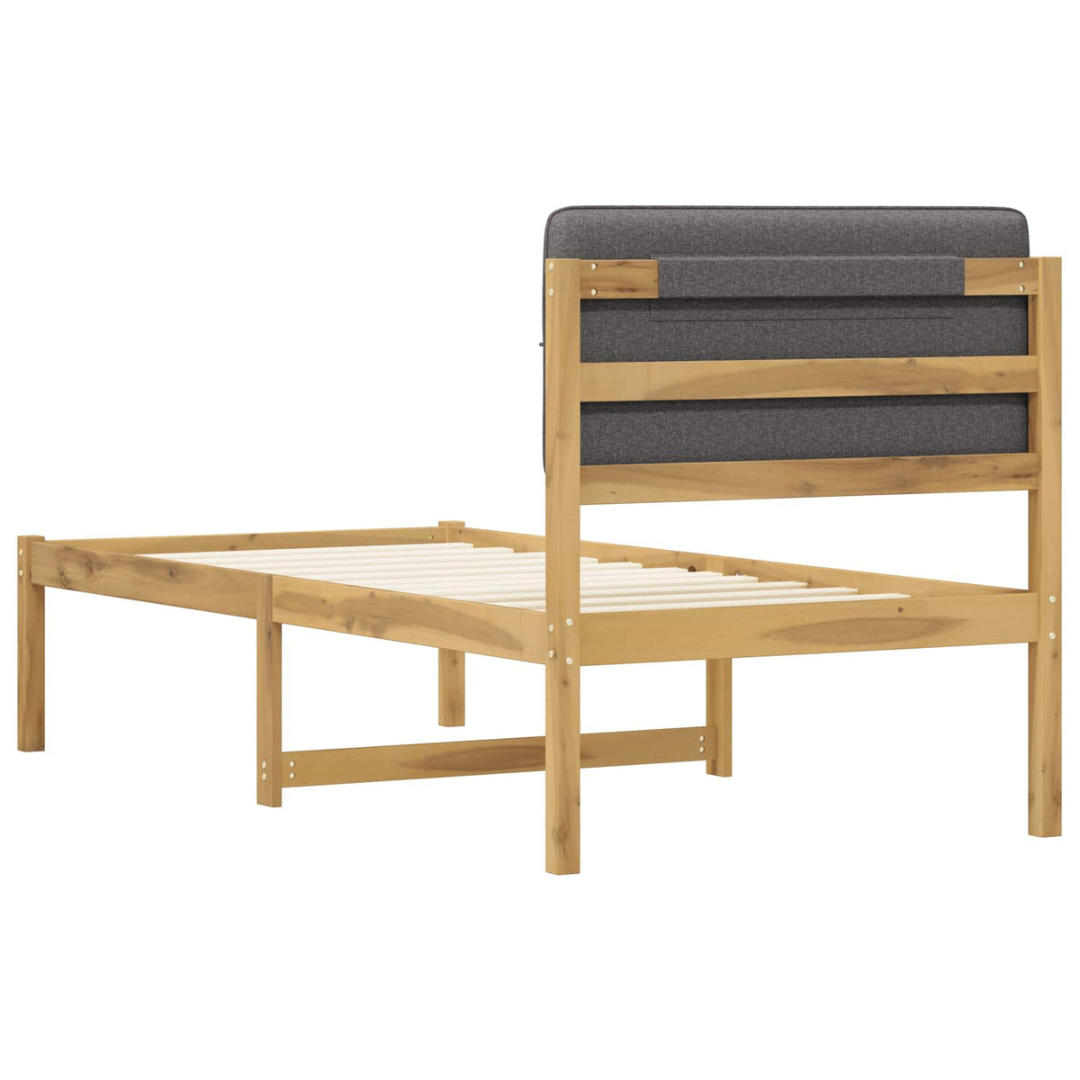 Bed Frame with Upholstered Headboard Whitewash and Light Grey