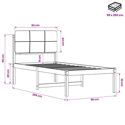 Bed Frame with Upholstered Headboard Whitewash and Light Grey