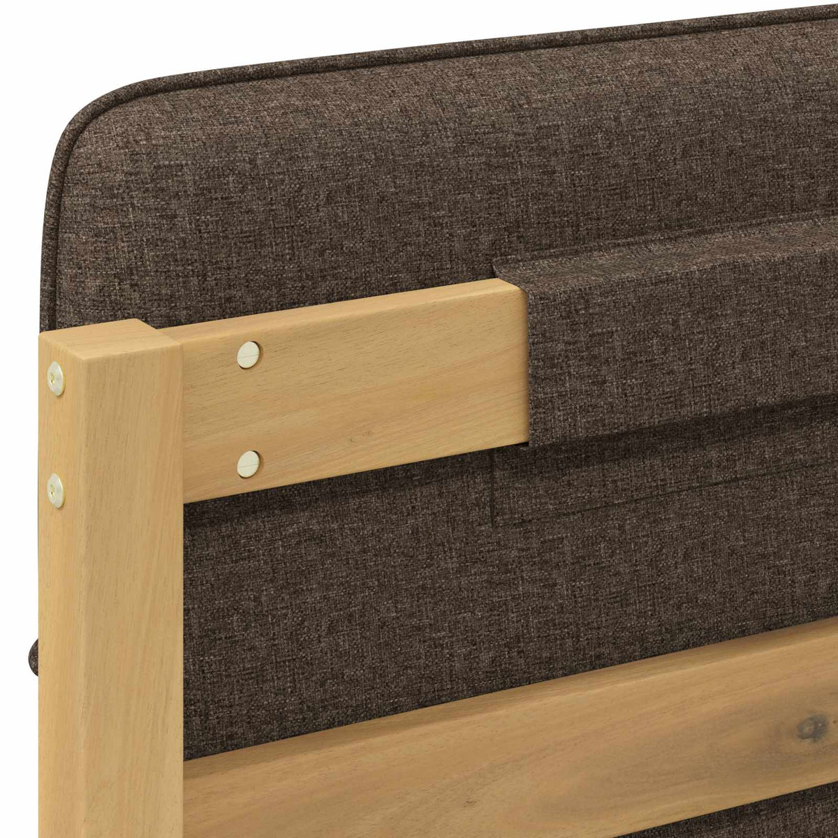 Bed Frame with Upholstered Headboard Whitewash and Taupe