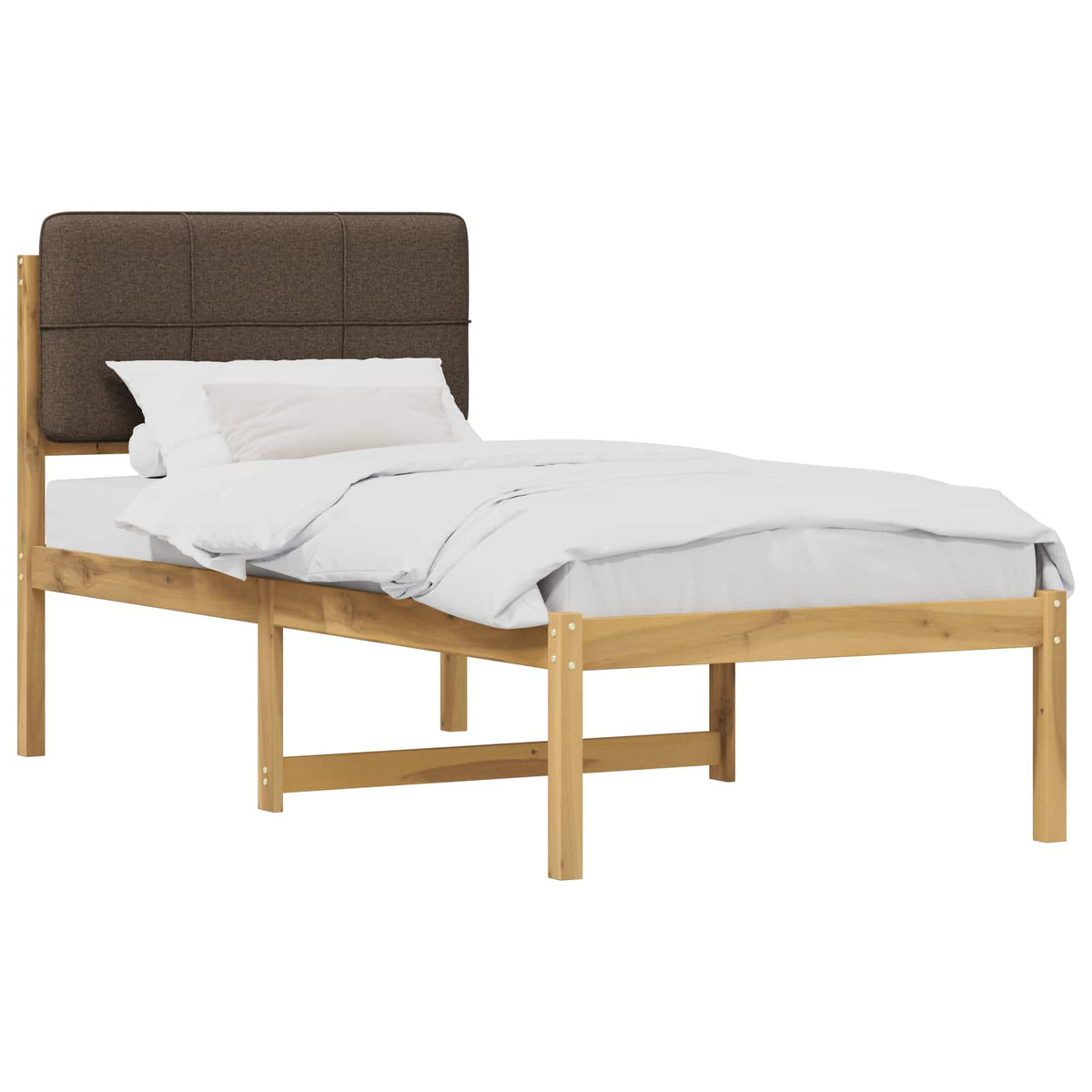 Bed Frame with Upholstered Headboard Whitewash and Taupe