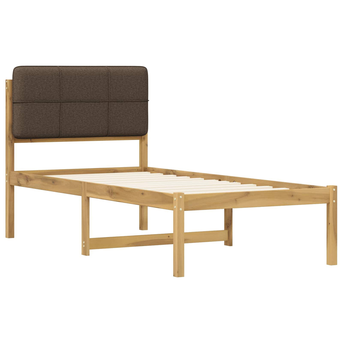 Bed Frame with Upholstered Headboard Whitewash and Taupe