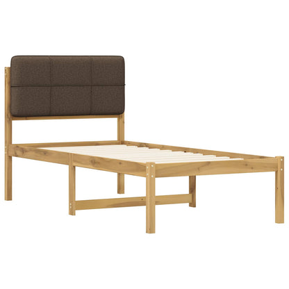 Bed Frame with Upholstered Headboard Whitewash and Taupe