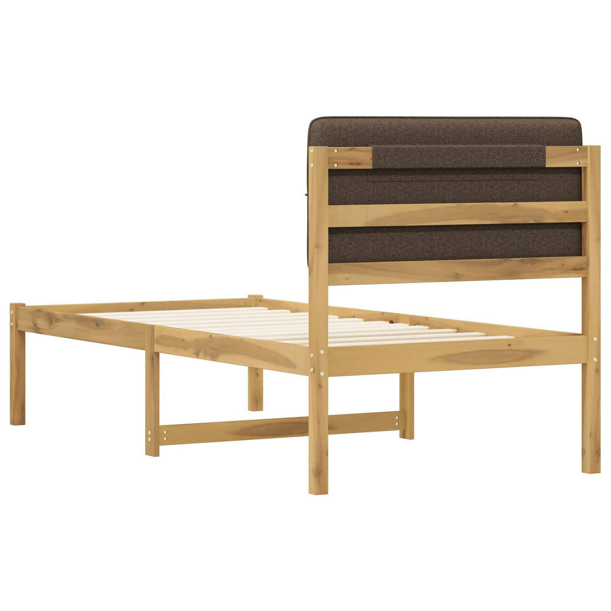 Bed Frame with Upholstered Headboard Whitewash and Taupe