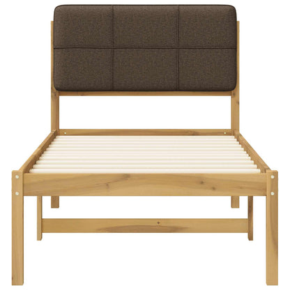 Bed Frame with Upholstered Headboard Whitewash and Taupe