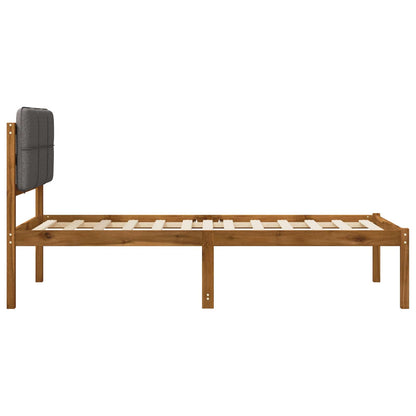 Bed Frame with Upholstered Headboard Natural and Light Grey