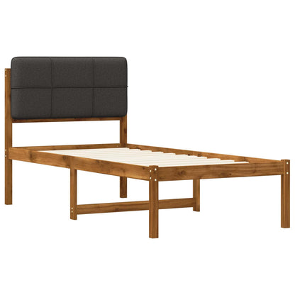 Bed Frame with Upholstered Headboard Natural and Dark Grey