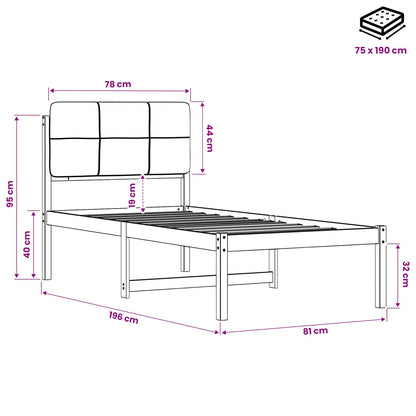 Bed Frame with Upholstered Headboard Natural and Dark Grey