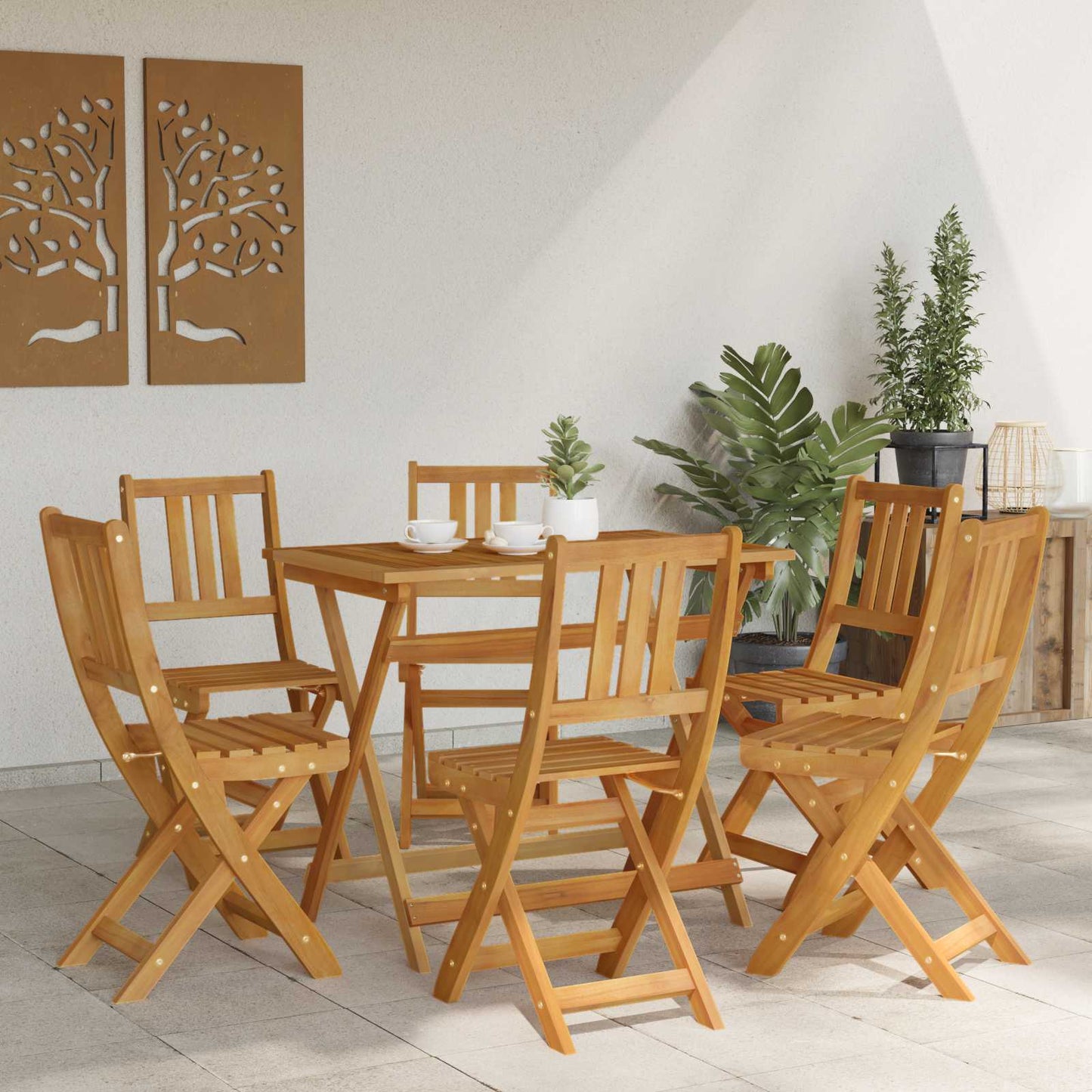 Garden Chair 6 pcs Natural Solid Acacia Wood