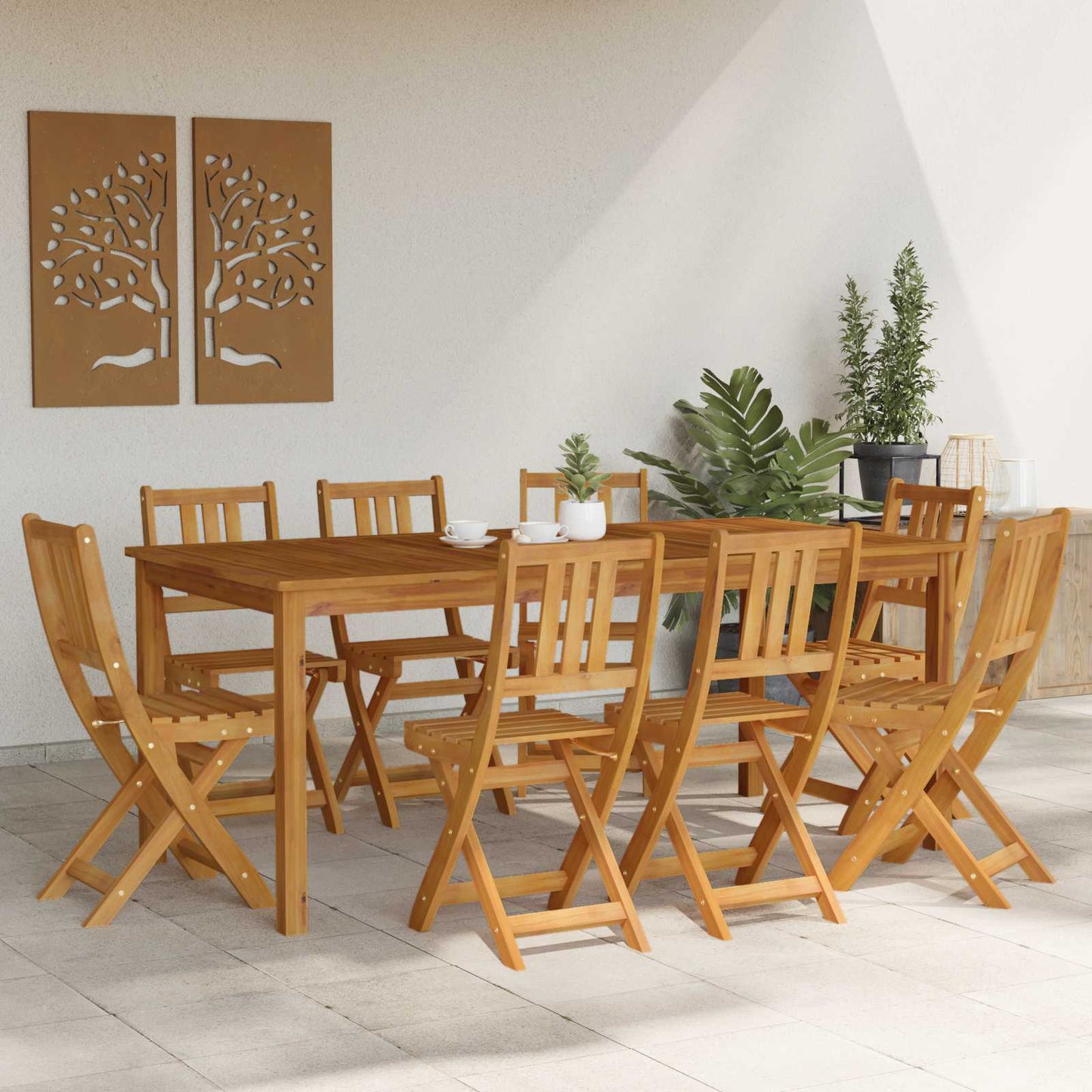 Garden Chair 8 pcs Natural 40 x 42 x 85 cm Solid Acacia Wood
