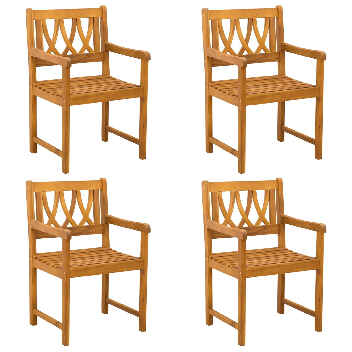 Garden Chairs 4 pcs Natural Solid Acacia Wood