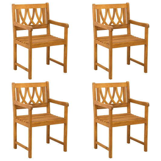 Garden Chairs 4 pcs Natural Solid Acacia Wood
