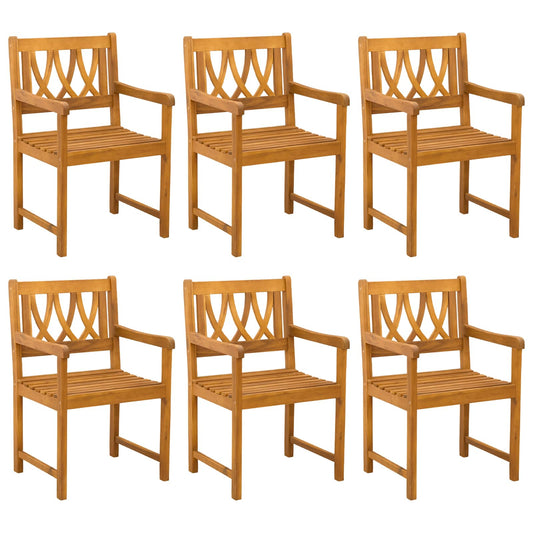 Garden Chairs 6 pcs Natural Solid Acacia Wood